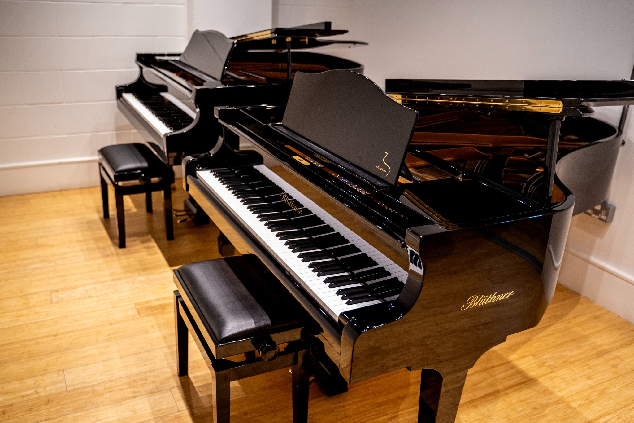 The London Piano Practice studio with Blüthner grand pianos