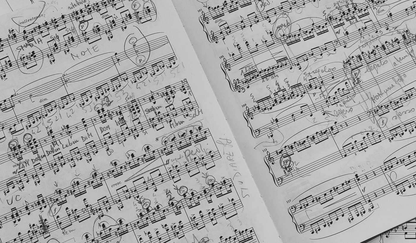Annotated piano score used in teaching