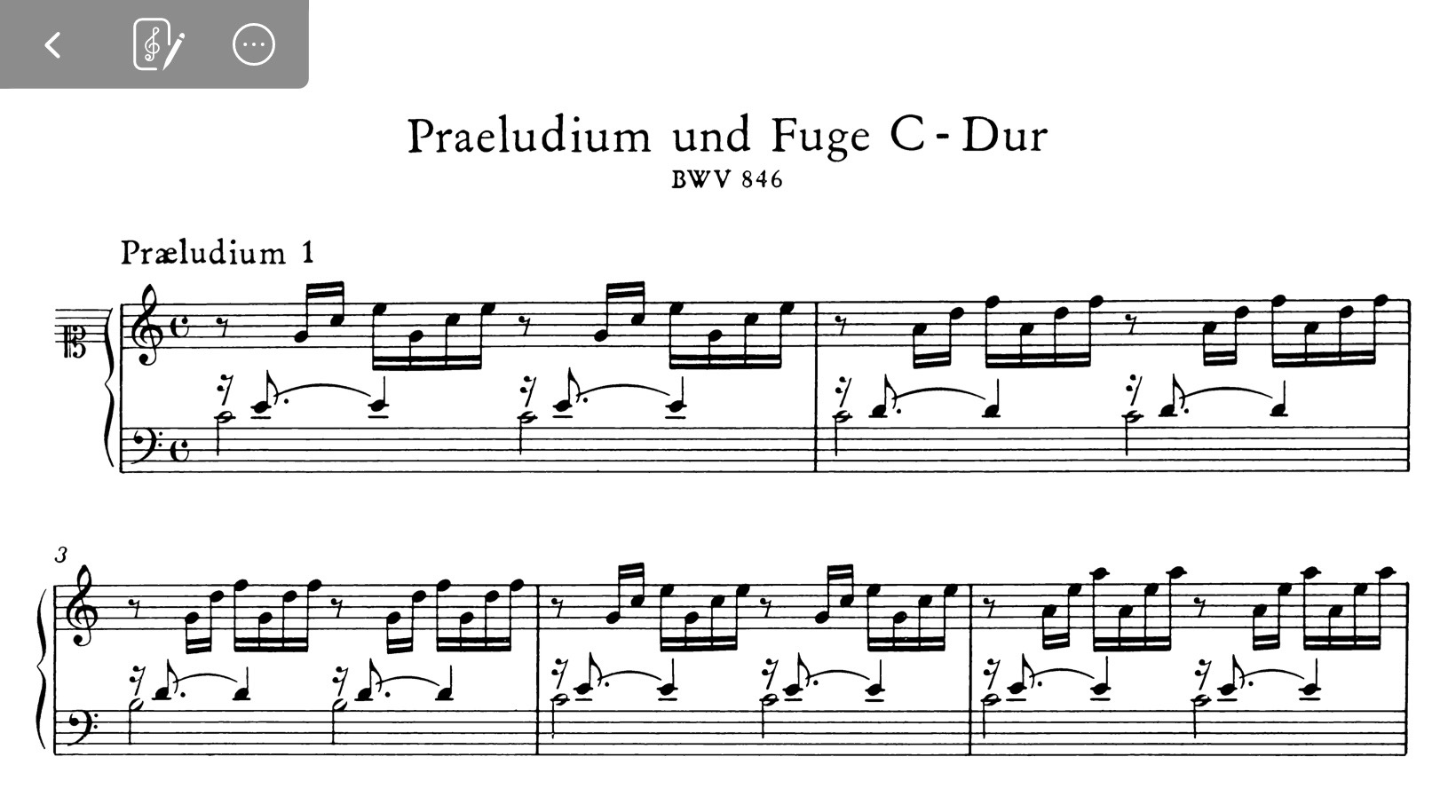 Clean Bach Prelude BWV 846 score after the passage has been learnt